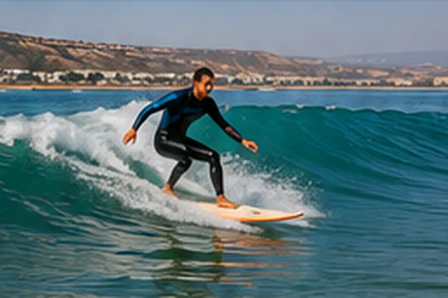 Surf en olas atlánticas Agadir Marruecos