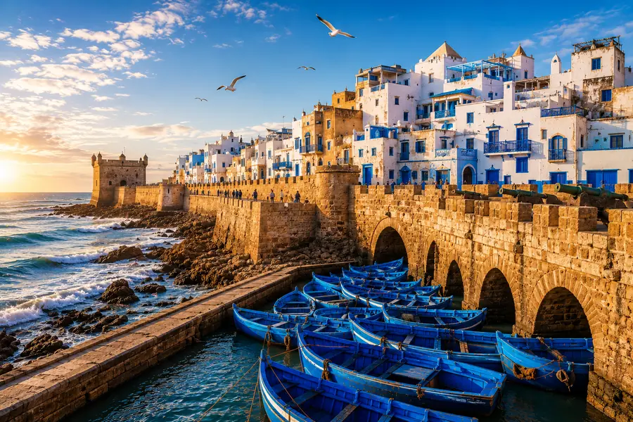ميناء الصويرة والقوارب الزرقاء